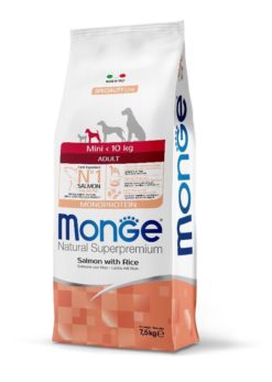 MONGE CANE ADULT MINI KG. 7,5 SALMONE E RISO